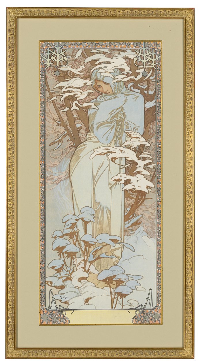Cztery pory roku: zima, 1900 autorstwa Alphonse Mucha