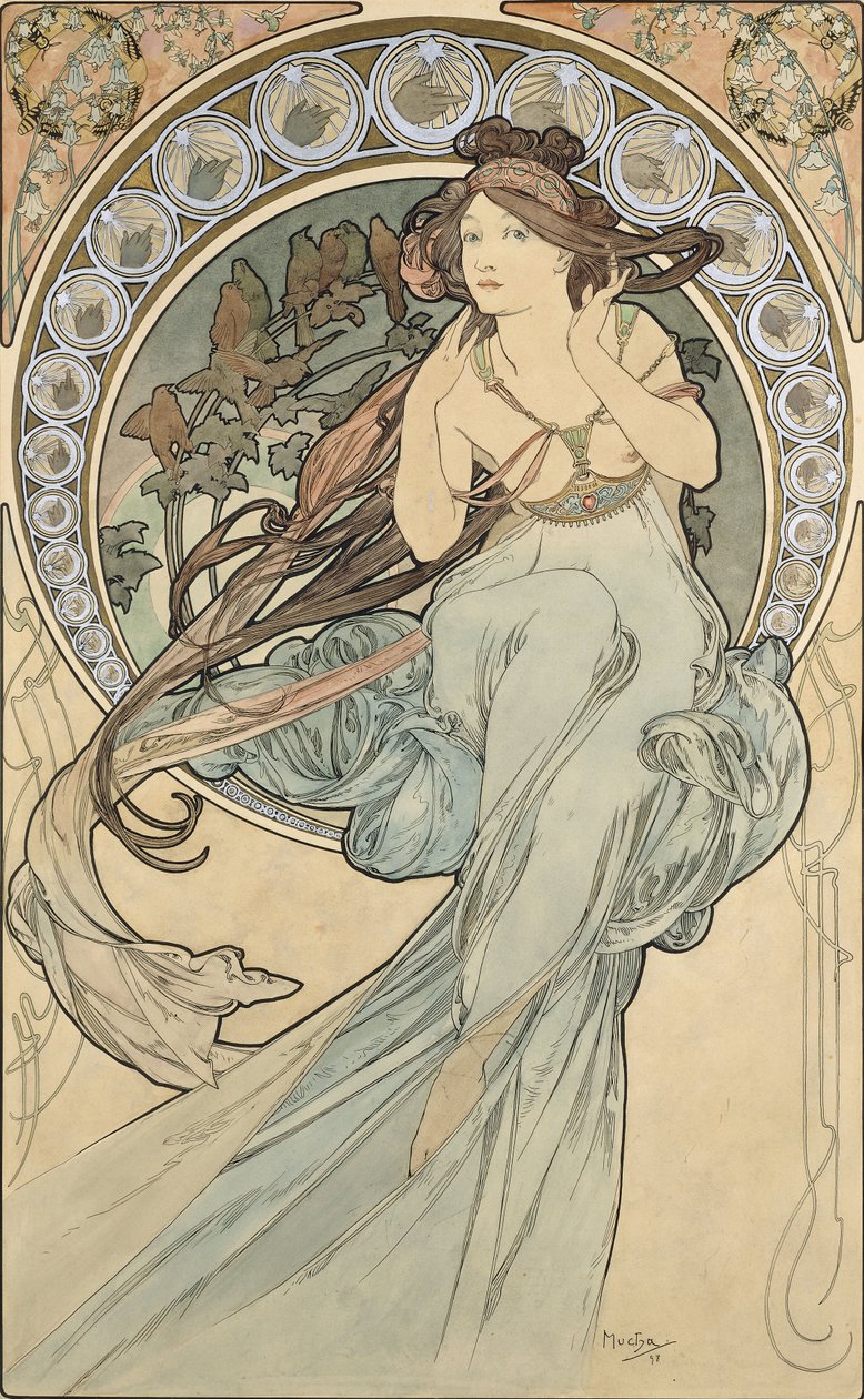 Muzyka, 1898 autorstwa Alphonse Mucha