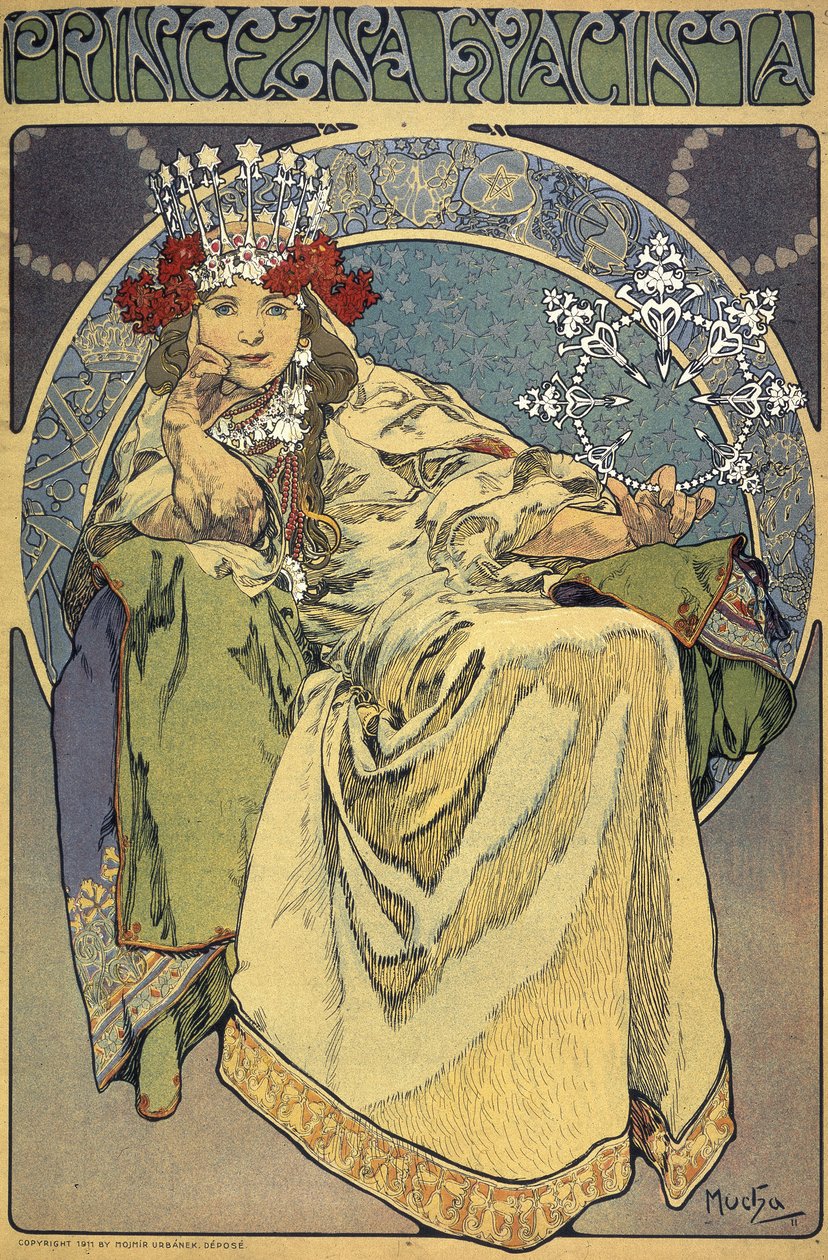 „Księżniczka Hiacynt” (Princezna Hiacinta) autorstwa Alphonse Marie Mucha