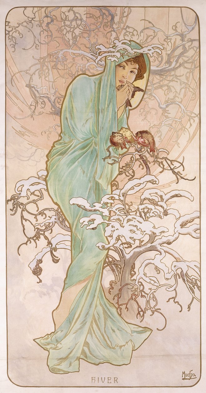 Zima; Hiver, ok.1896 autorstwa Alphonse Mucha
