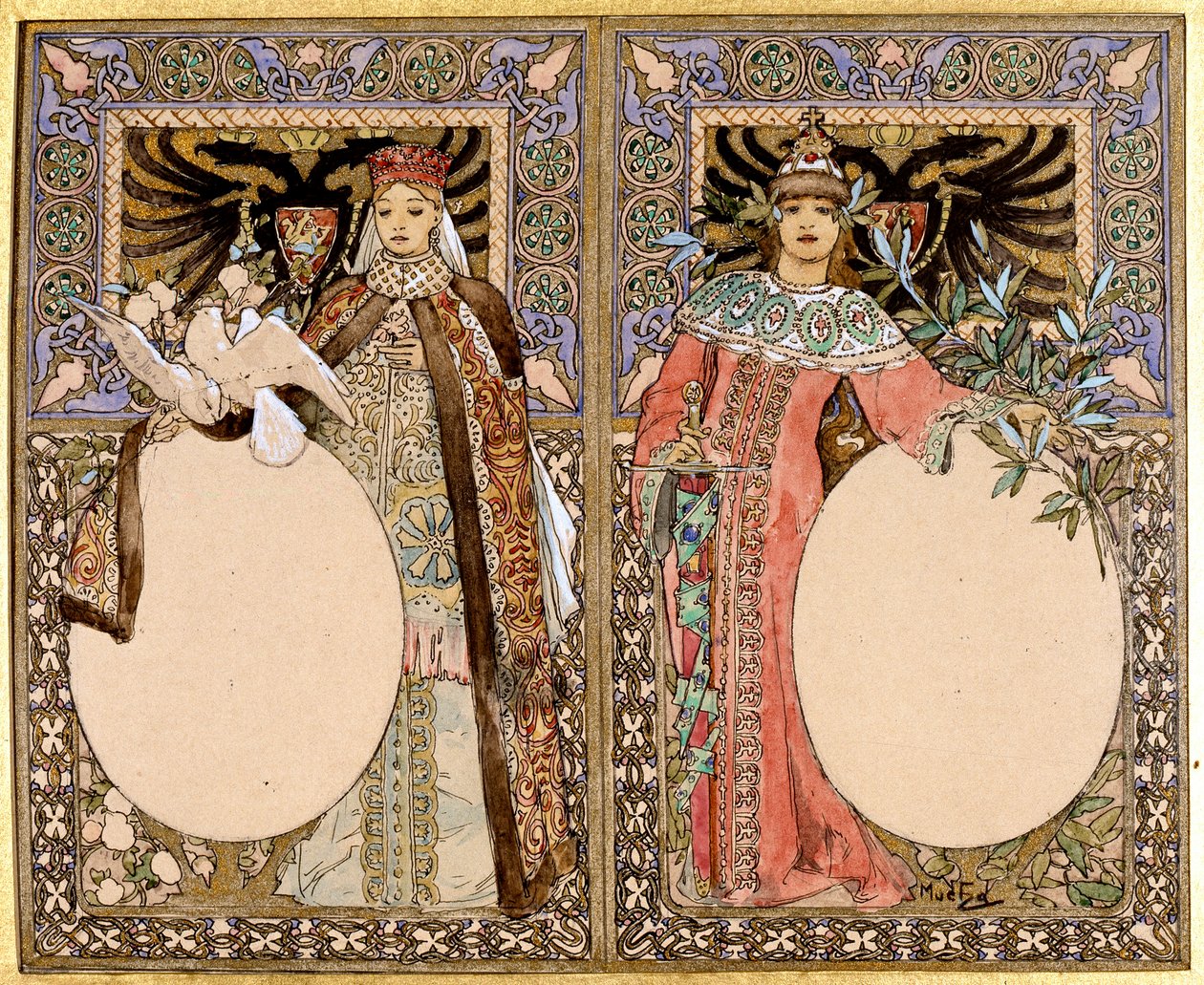 Ilustracja książkowa, lata 90. XIX wieku. autorstwa Alphonse Mucha