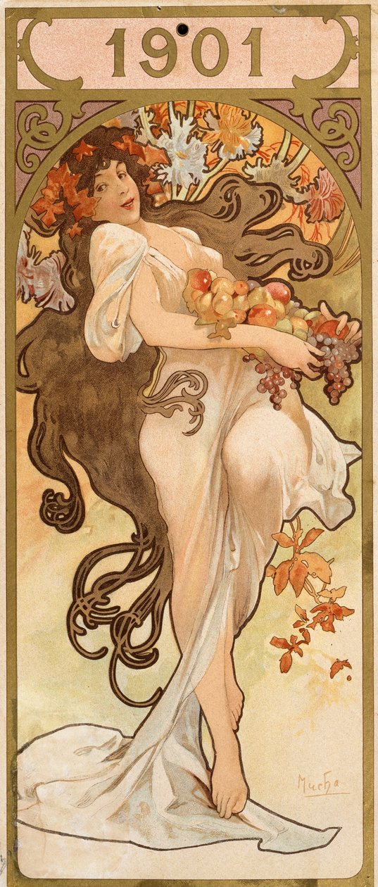 Kalendarz na rok 1901, c1900. autorstwa Alphonse Mucha