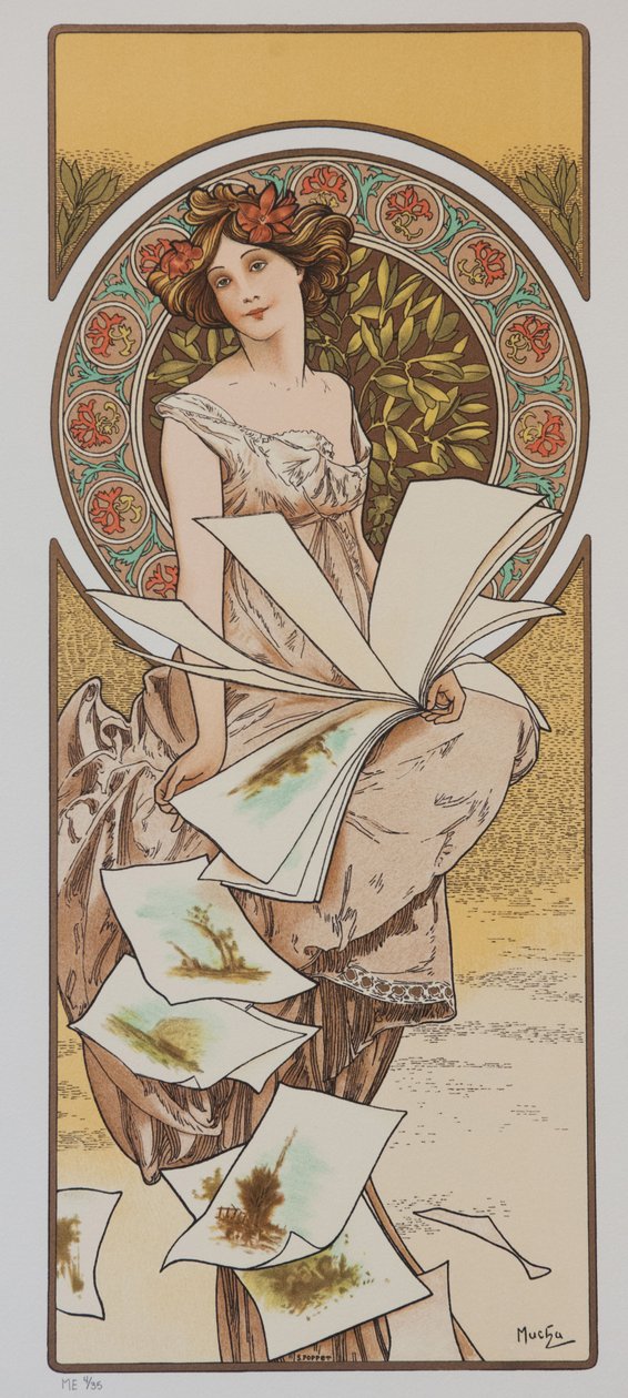 Kalendarz szampański, ok. 1897 r. autorstwa Alphonse Mucha