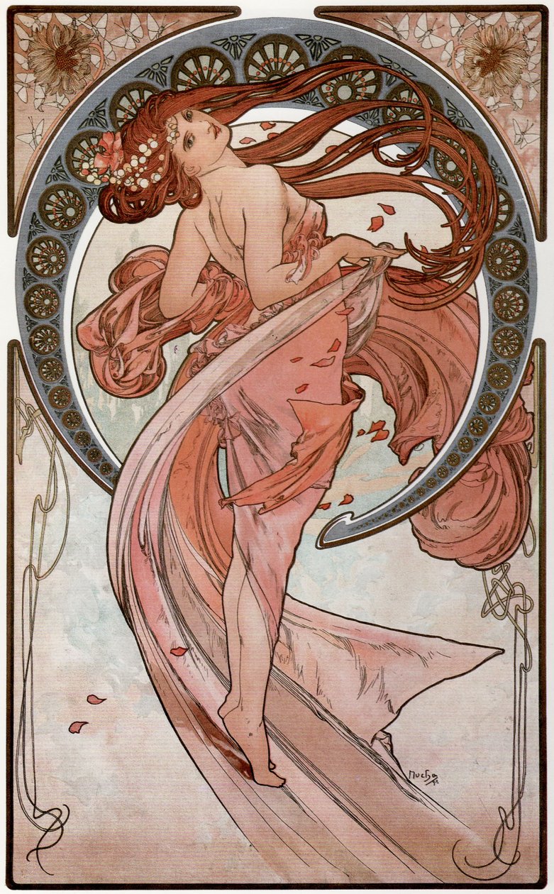 Taniec Z cyklu Sztuka, 1898 autorstwa Alphonse Mucha
