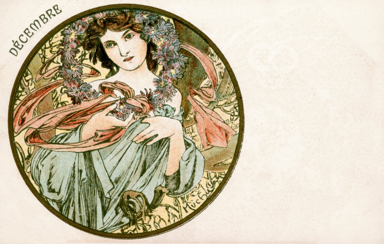 „Grudzień”, 1900 autorstwa Alphonse Mucha