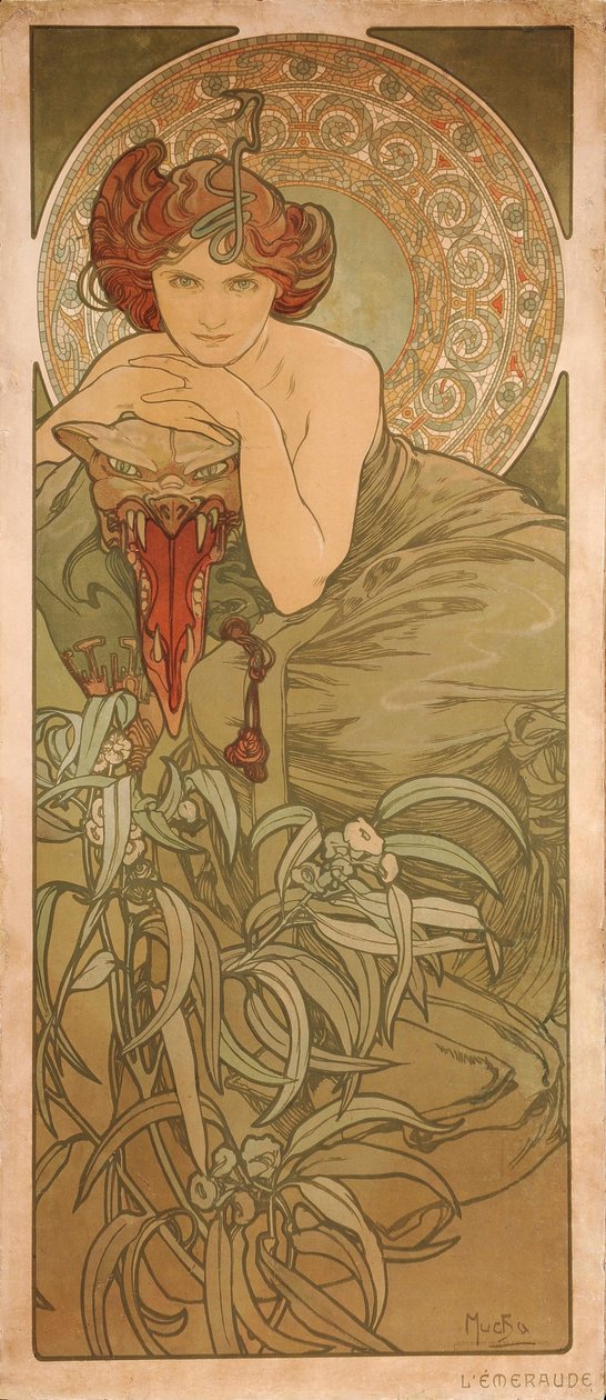 Szmaragd Z serii Klejnoty autorstwa Alphonse Mucha