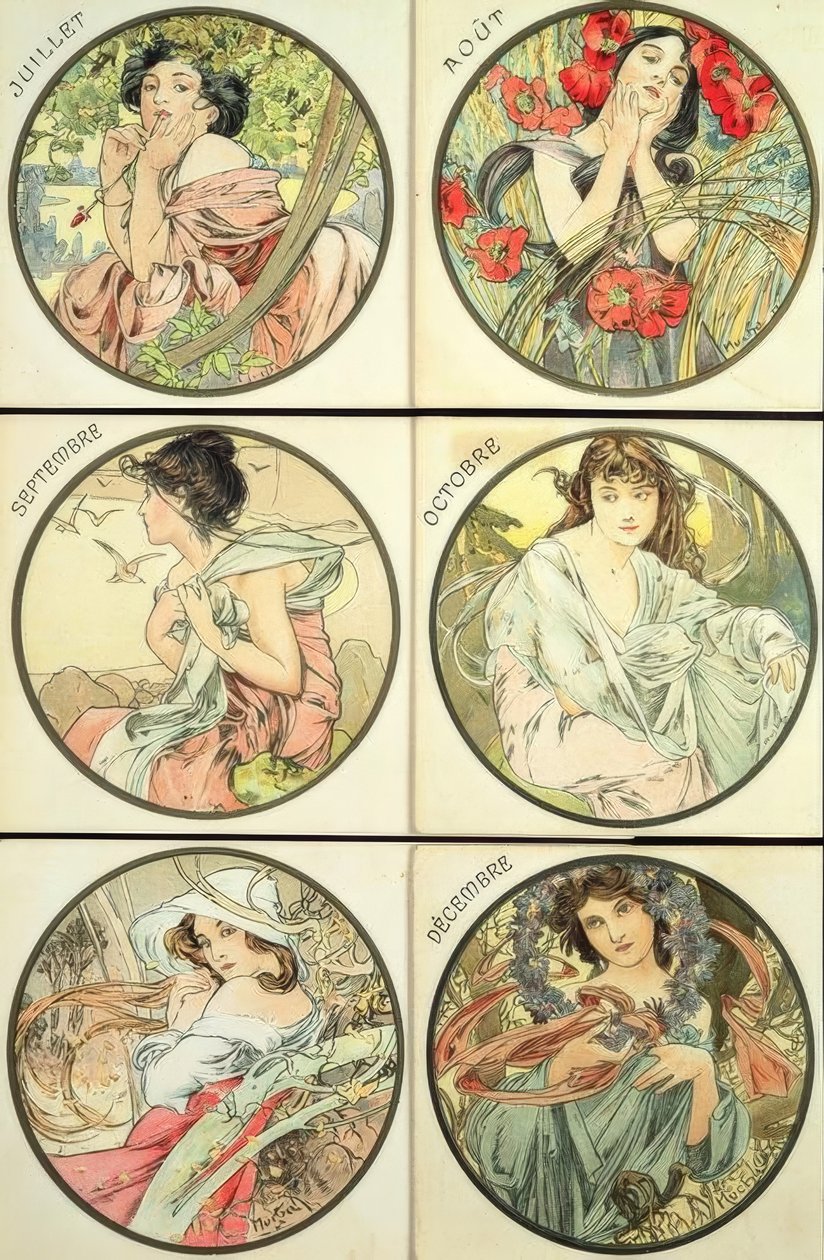 lipiec sierpień wrzesień październik listopad grudzień autorstwa Alphonse Mucha