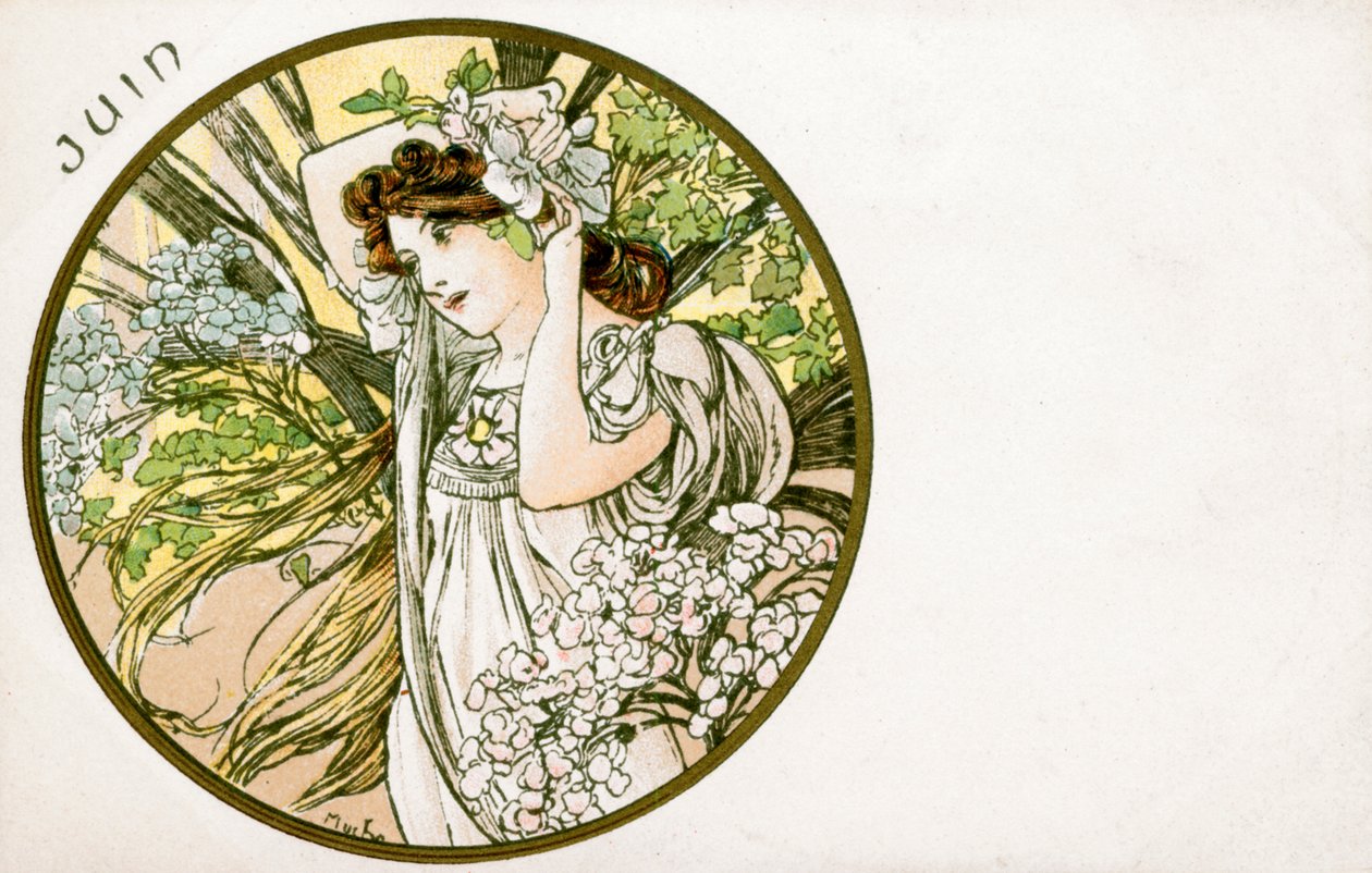 „Czerwiec”, 1900 autorstwa Alphonse Mucha
