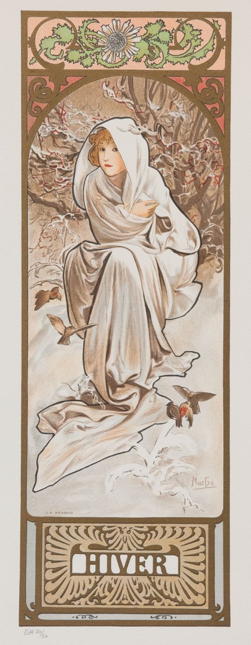 Pory roku. Zima 1897. autorstwa Alphonse Mucha