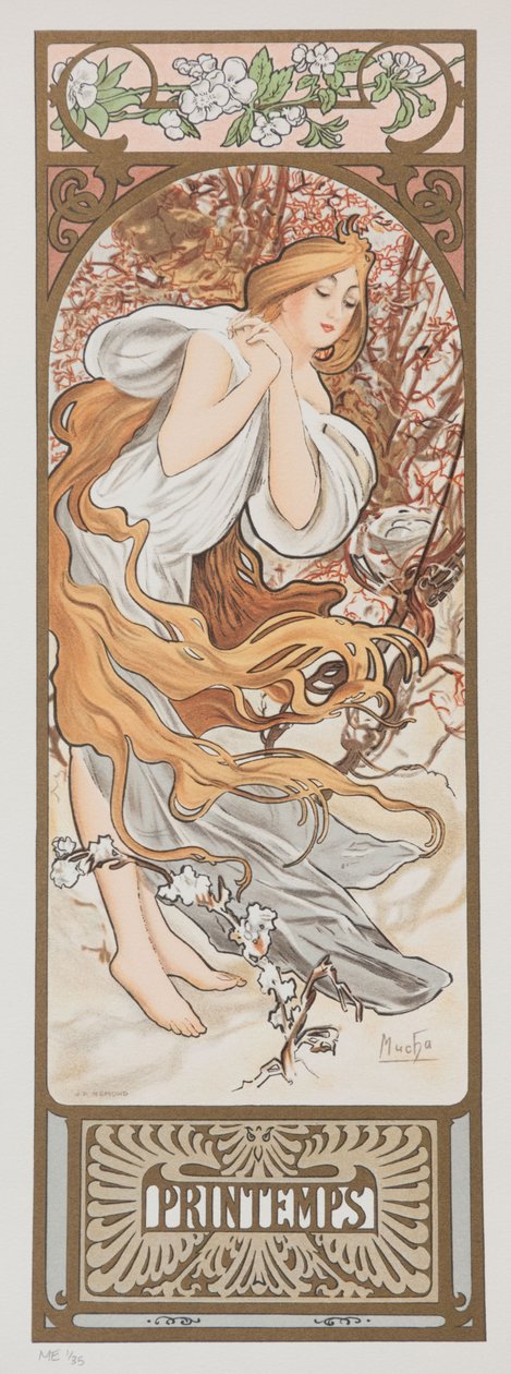 Pory roku. Wiosna, 1897. autorstwa Alphonse Mucha