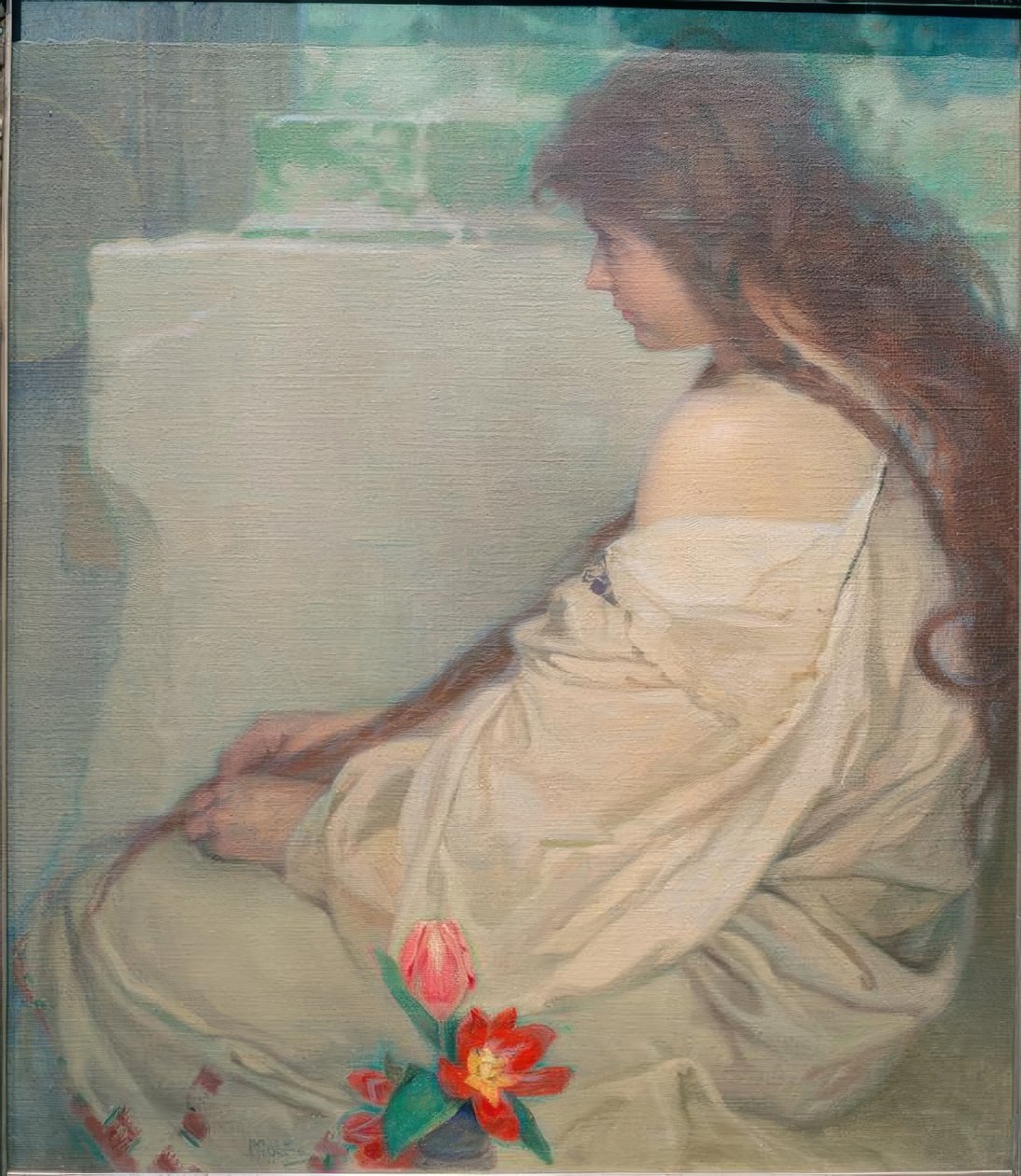 Dziewczyna z tulipanami autorstwa Alphonse Mucha