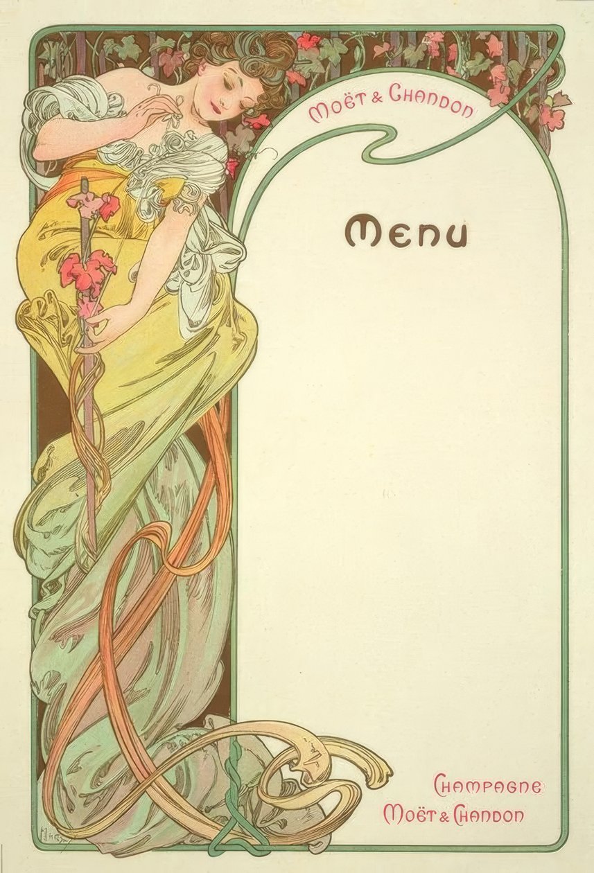Moët & Chandon / Menu autorstwa Alphonse Mucha