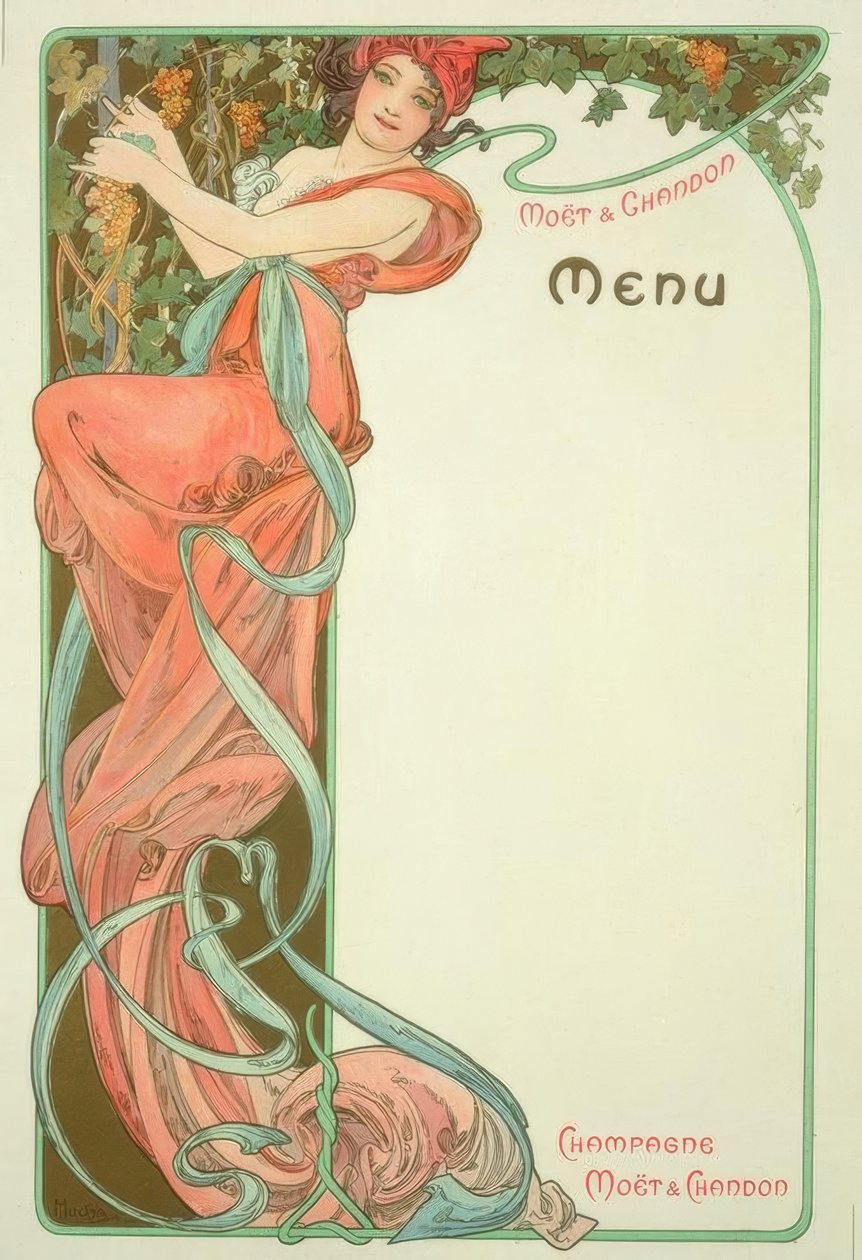 Moët & Chandon / Menu autorstwa Alphonse Mucha