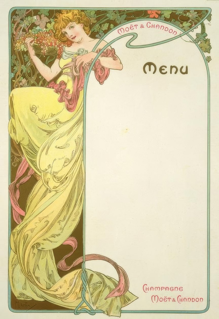 Moët & Chandon / Menu autorstwa Alphonse Mucha