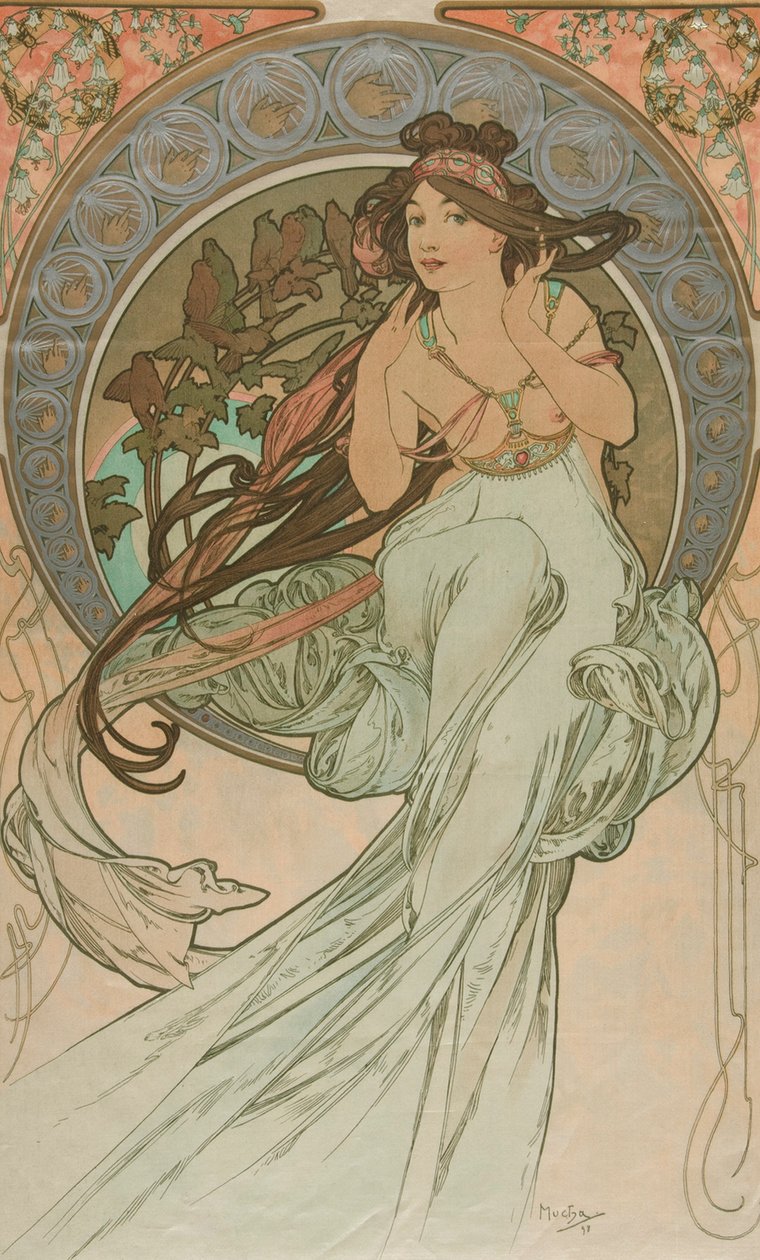 Muzyka sztuki, 1898 autorstwa Alphonse Mucha
