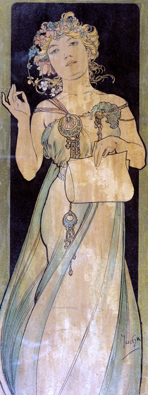 Portret kobiety, ok. 1900-1939 autorstwa Alphonse Mucha