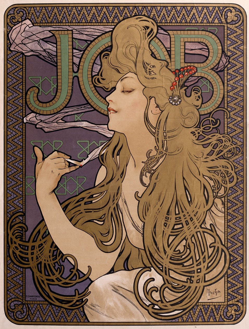 Plakat na bibułkę Job, 1897 autorstwa Alphonse Mucha