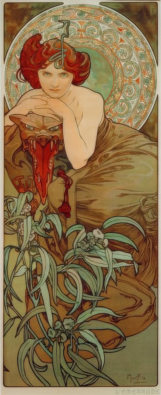 szmaragd autorstwa Alphonse Mucha