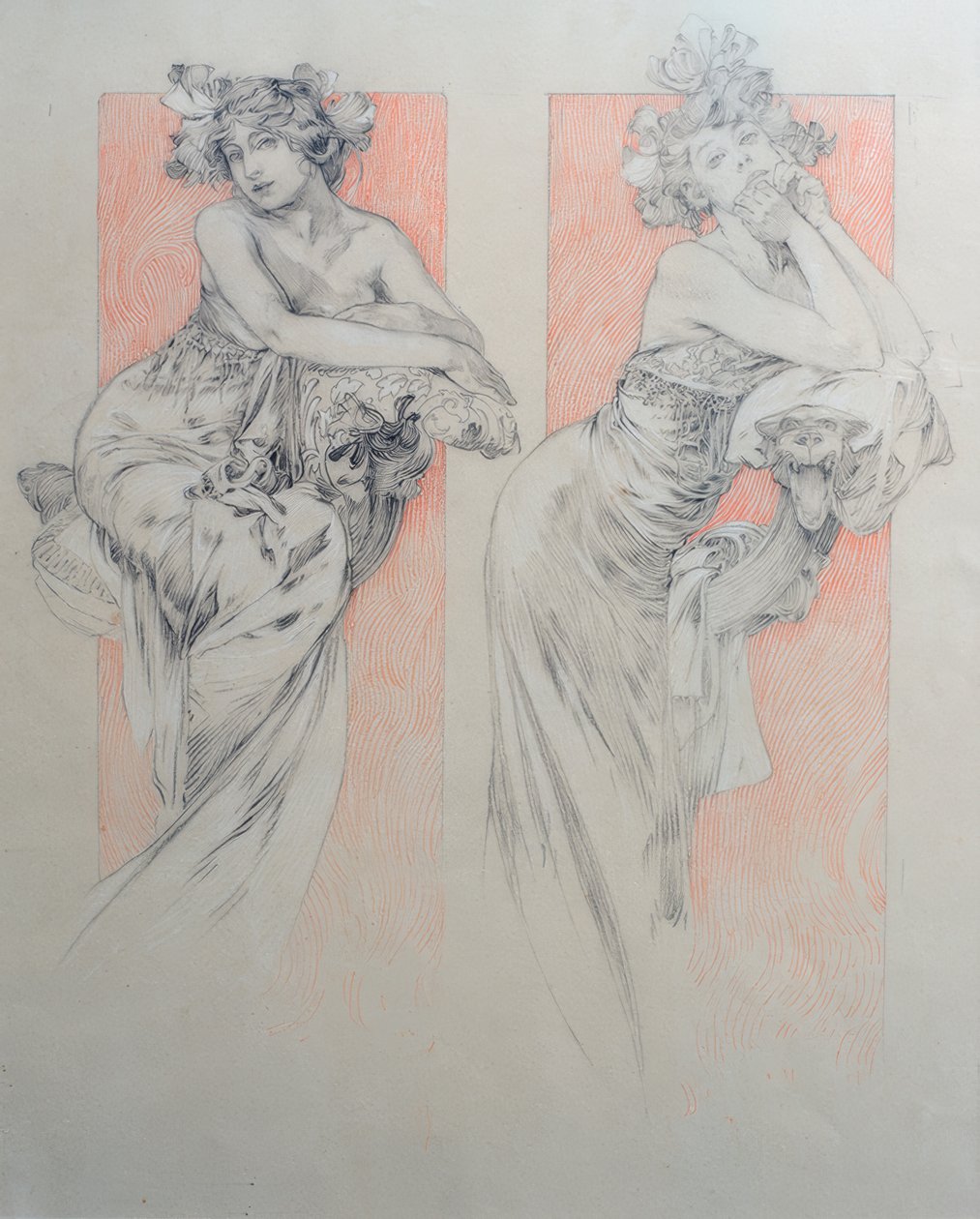 Rysunek wstępny dla panelu 12 autorstwa Alphonse Mucha