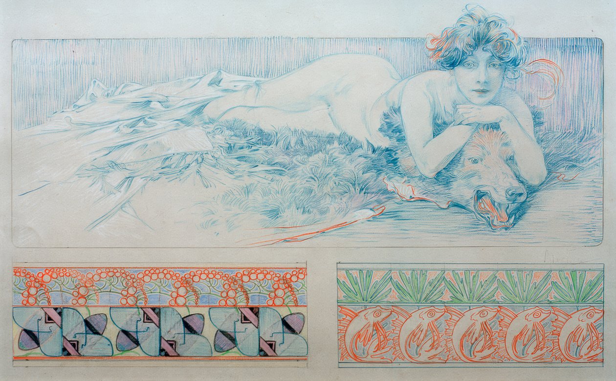 Rysunek wstępny do tabeli 4 autorstwa Alphonse Mucha