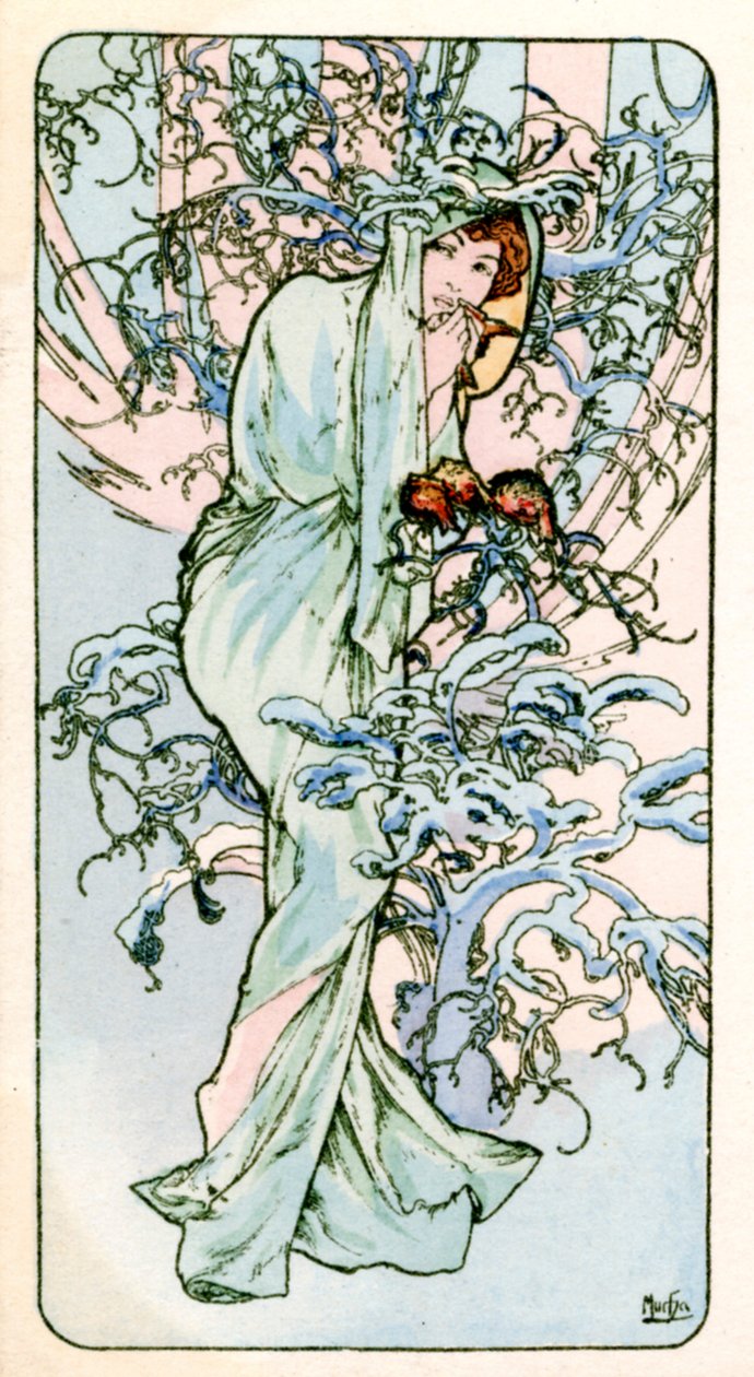„Zima”, 1900 autorstwa Alphonse Mucha