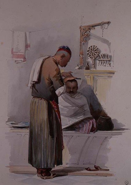 Fryzjer, ok.1855 autorstwa Amadeo Preziosi