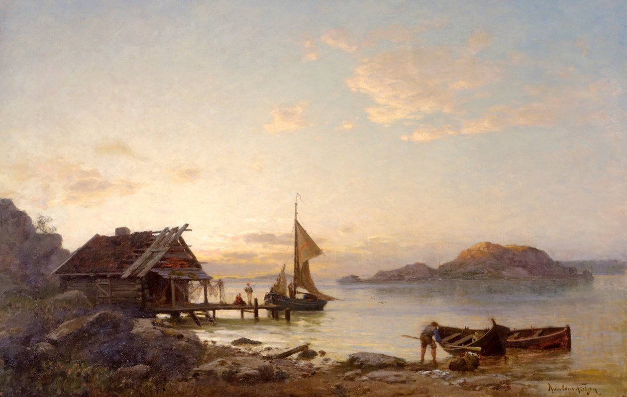 Wieczór nad wybrzeżem autorstwa Amaldus Nielsen