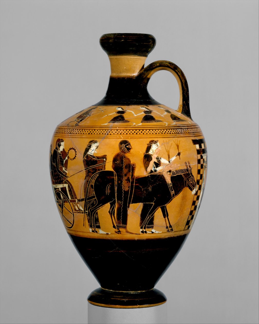Terakotowa lekythos, c.550-530 pne (terakota) autorstwa Amasis Painter