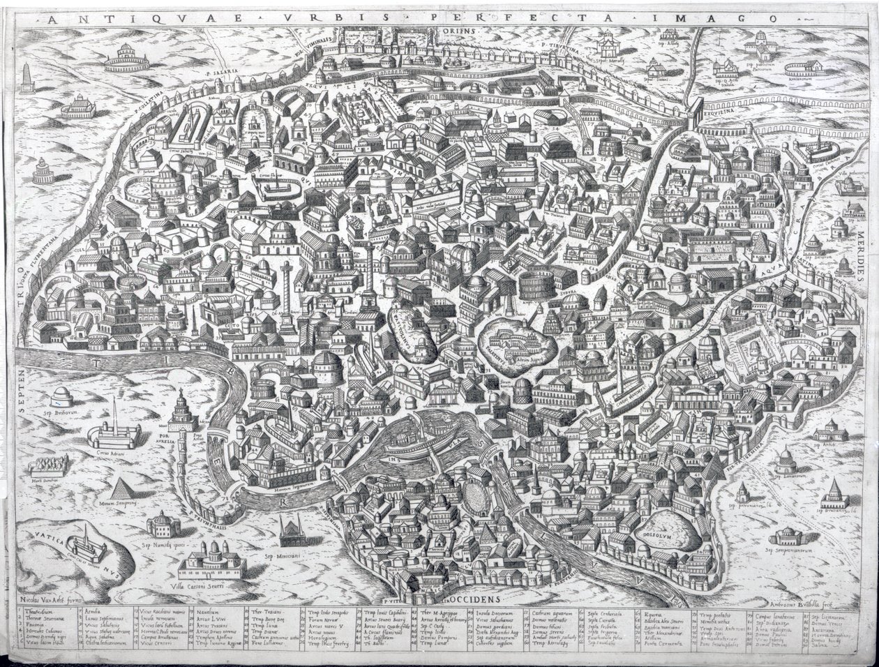 Idealny obraz miasta, mapa Rzymu, ok. 1600 autorstwa Ambrogio Brambilla