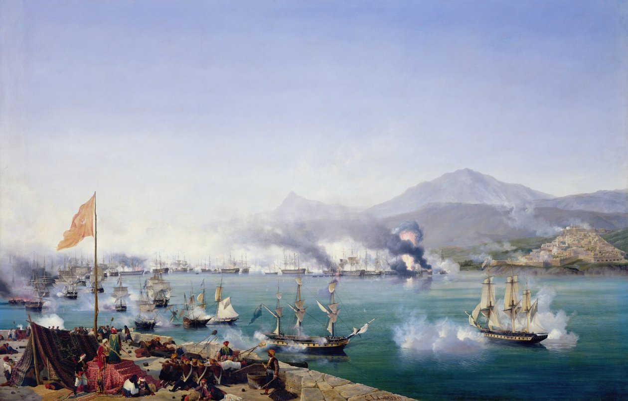 Bitwa pod Navarino, 20 października 1827 autorstwa Ambroise Louis Garneray