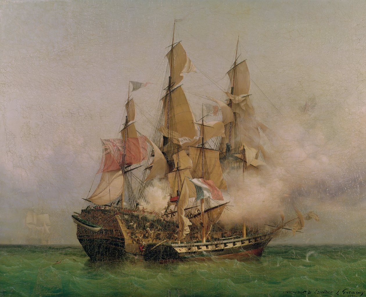 Zdobycie „Kentu” Roberta Surcoufa (1736-1827) w Zatoce Bengalskiej, 7 października 1800, 1850 autorstwa Ambroise Louis Garneray