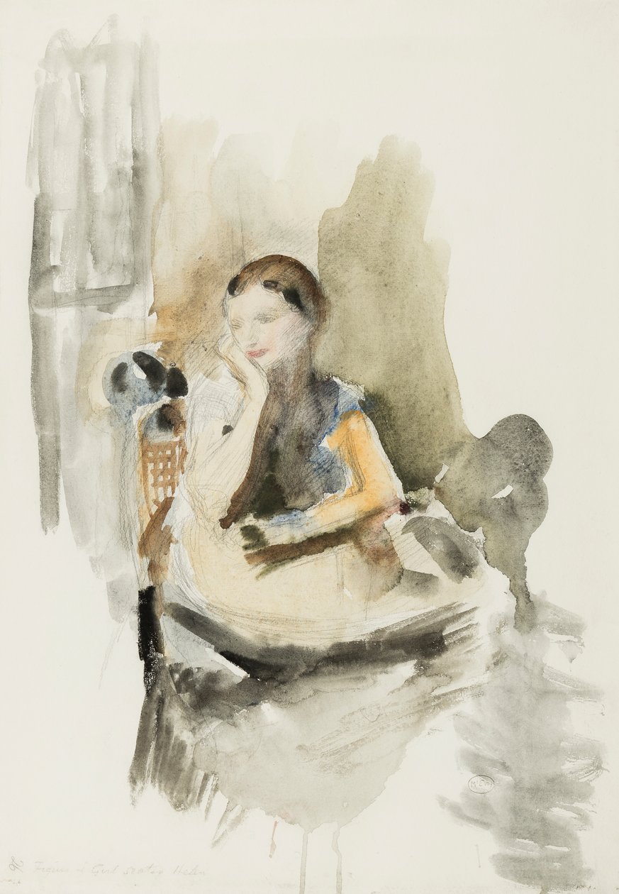 Helen, 1917 (ołówek, pędzel i toaleta na papierze) autorstwa Ambrose McEvoy