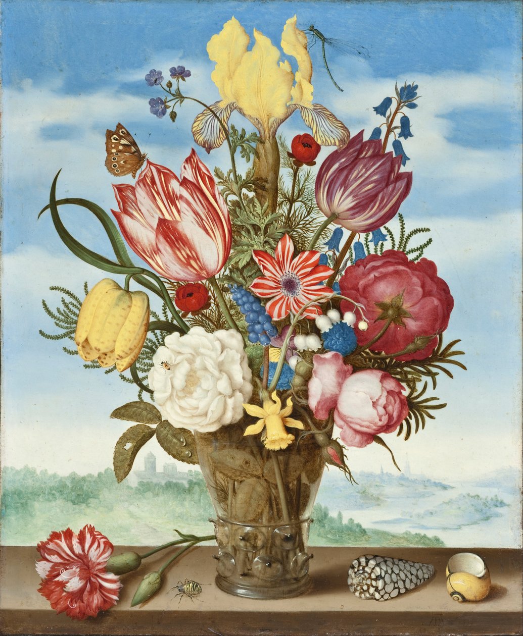 Bukiet kwiatów na półce autorstwa Ambrosius Bosschaert