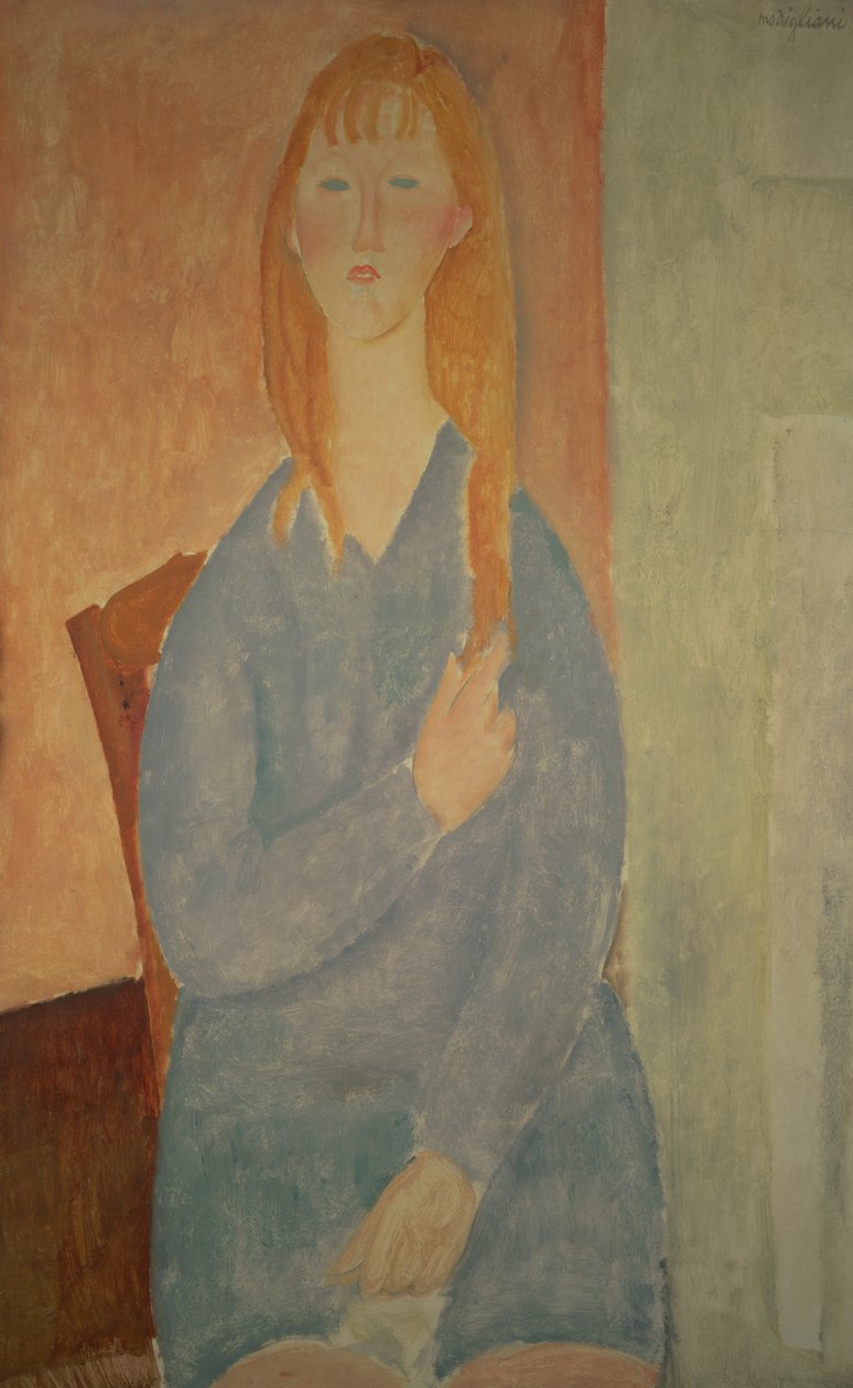 Dziewczyna w niebieskiej sukience autorstwa Amedeo Modigliani