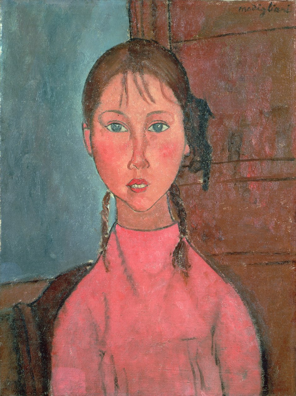 Dziewczyna z warkoczykami, ok. 1918 autorstwa Amedeo Modigliani