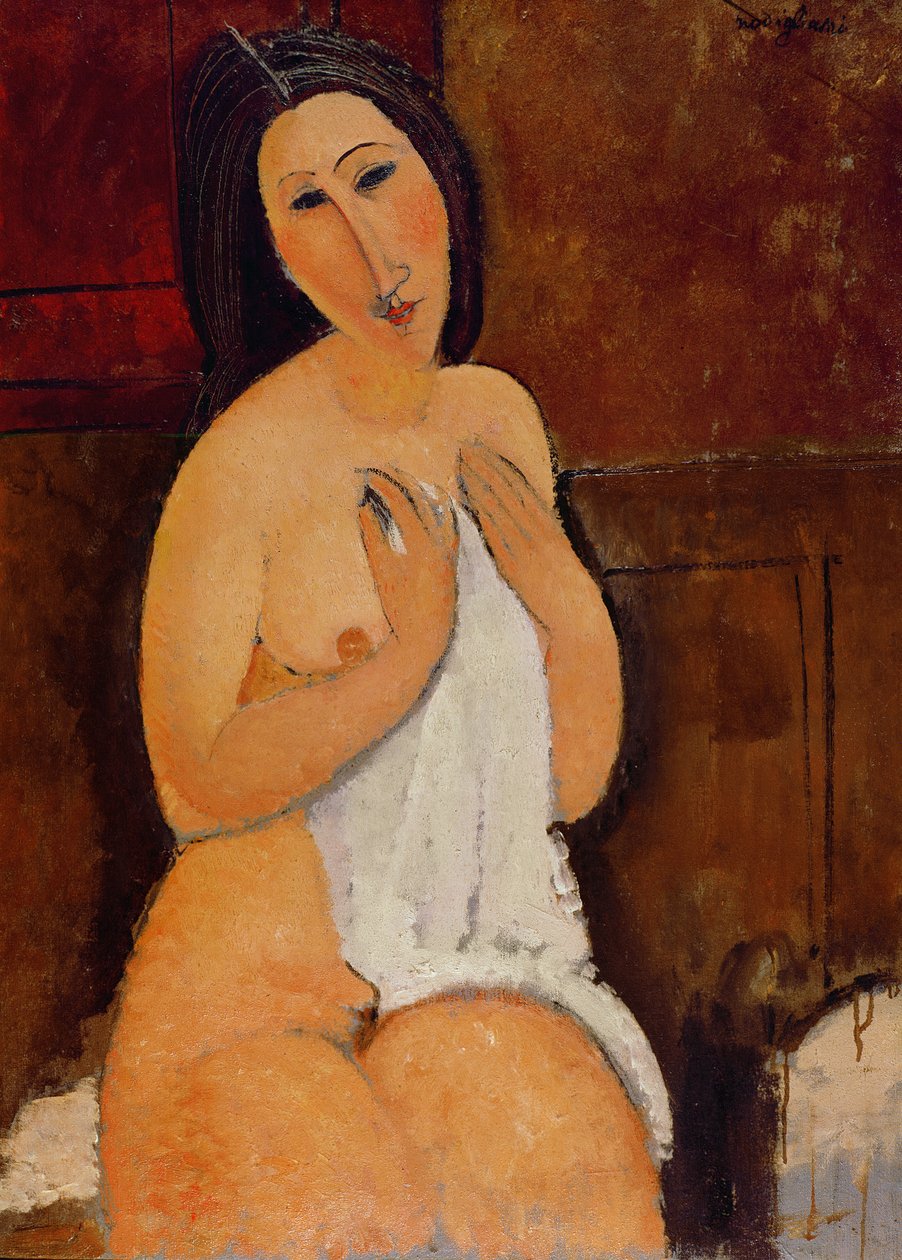 Siedząc nago w koszuli autorstwa Amedeo Modigliani