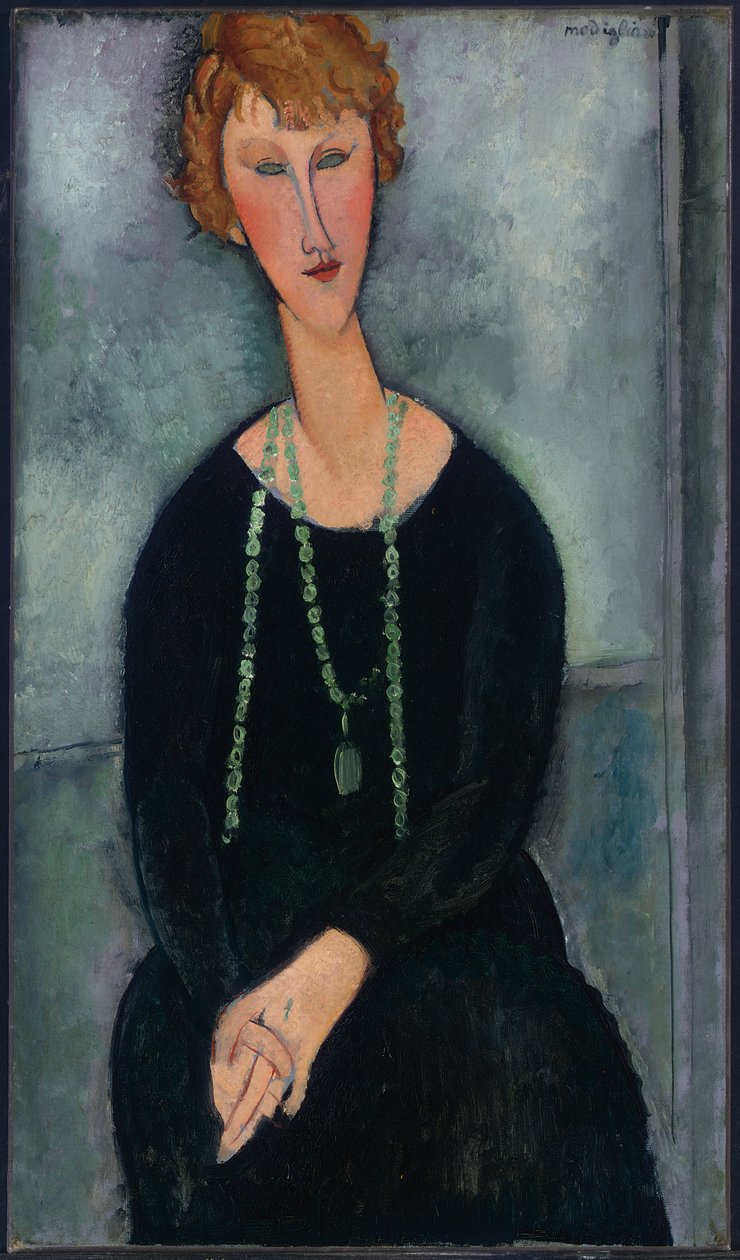 Kobieta z zielonym naszyjnikiem (Madame Menier) autorstwa Amedeo Modigliani