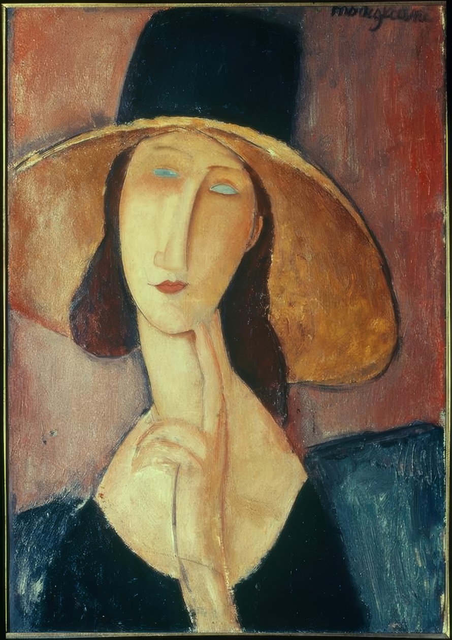 Kobieta z dużym kapeluszem autorstwa Amedeo Modigliani