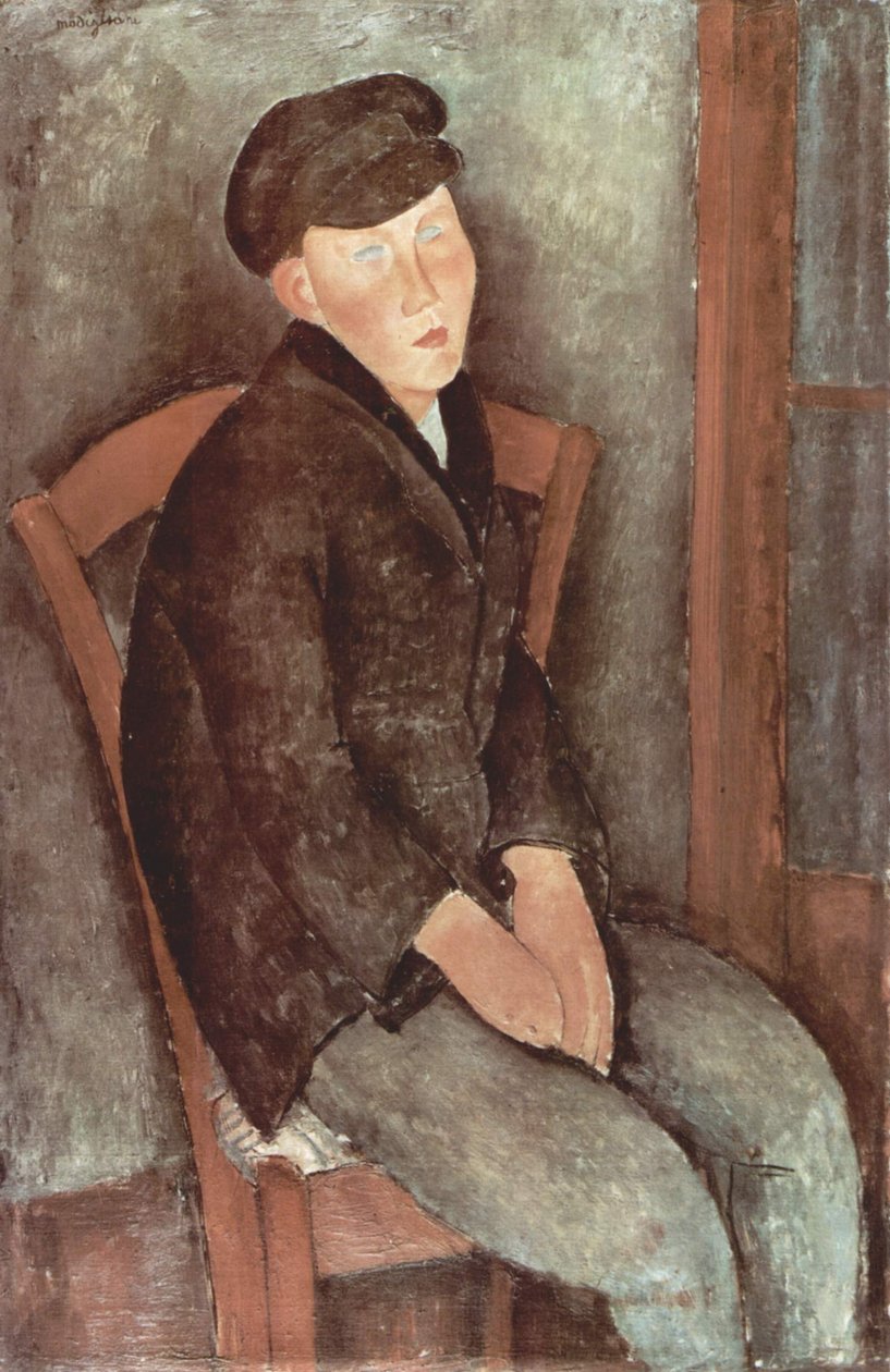 Niemiecki: Siedzący chłopiec w kapeluszu autorstwa Amedeo Modigliani