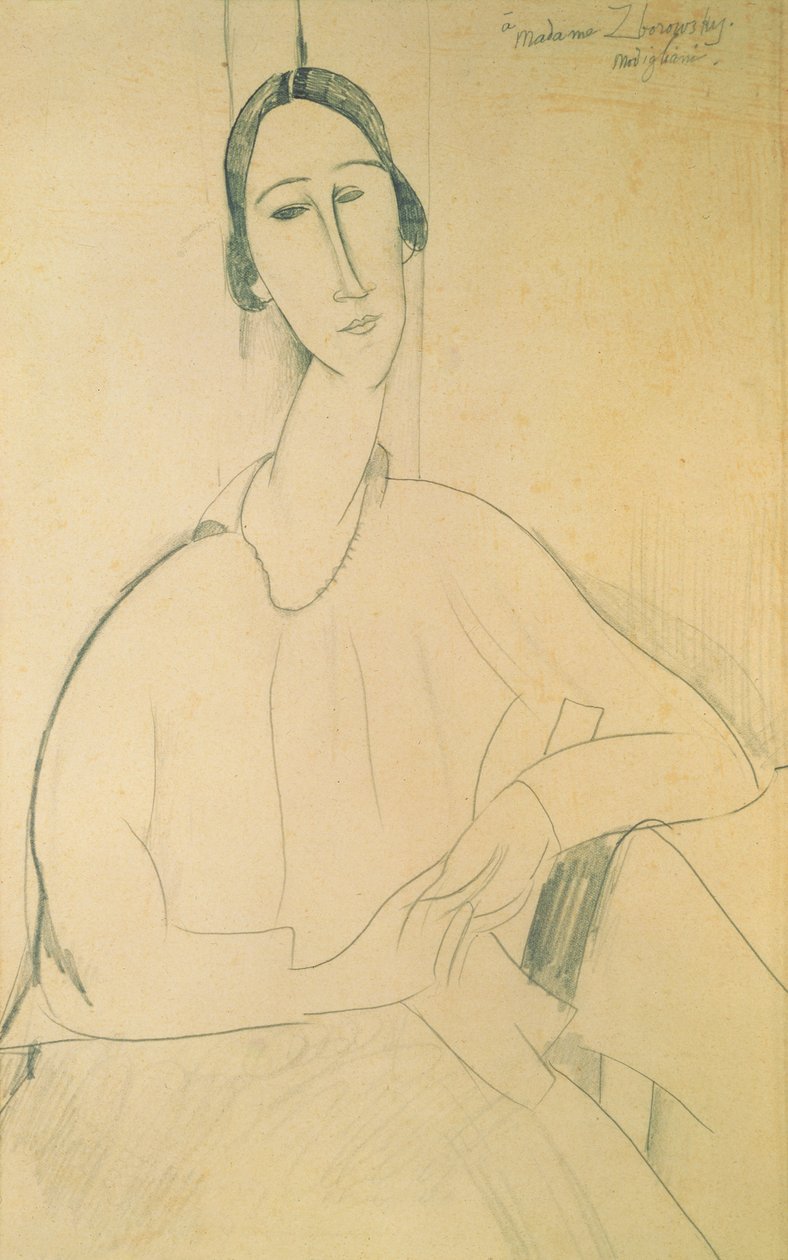 Hanka Zborowska, ok. 1917 (kredka na papierze) autorstwa Amedeo Modigliani