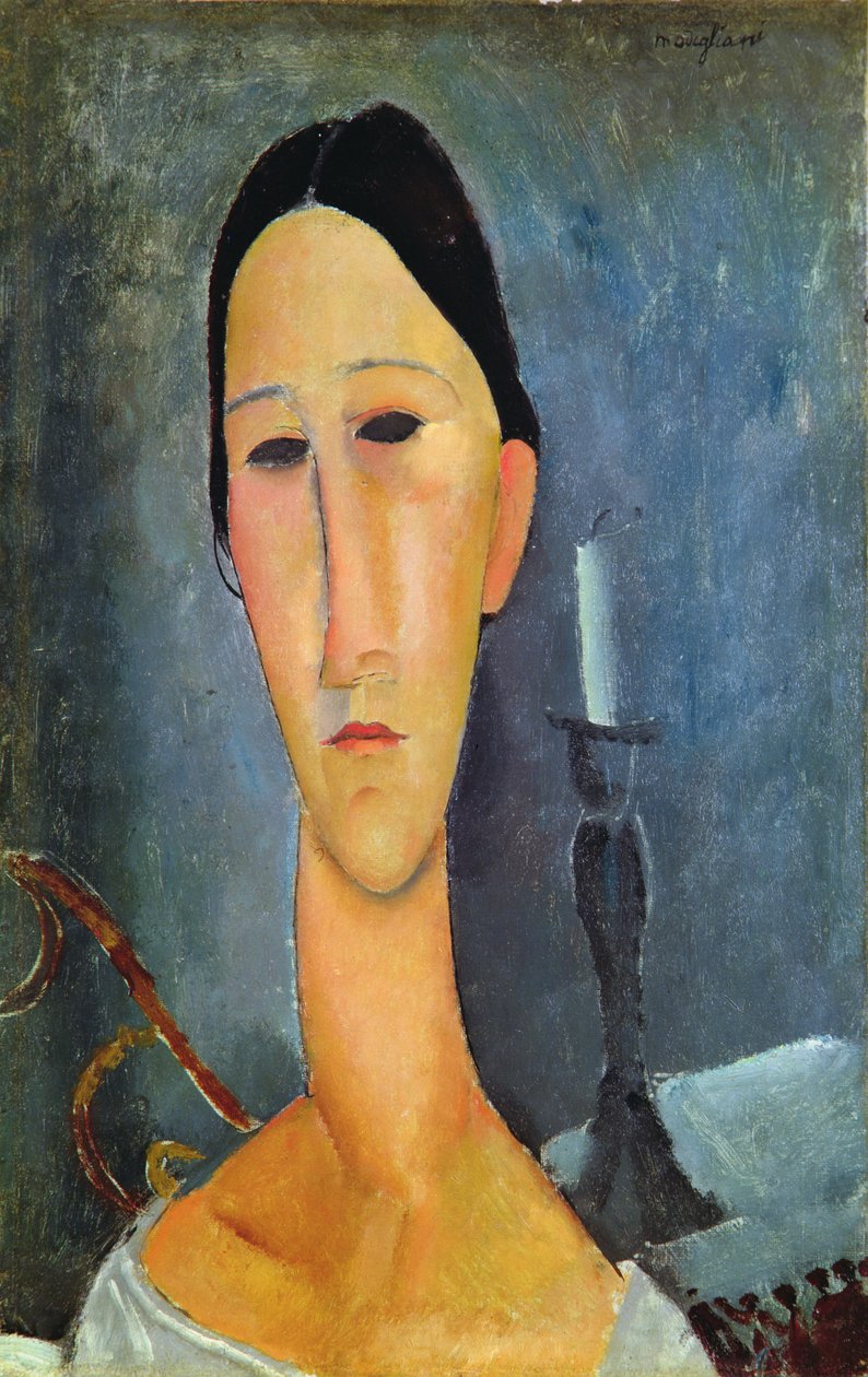 Hanka Zborowska ze Świecznikiem, 1919 autorstwa Amedeo Modigliani