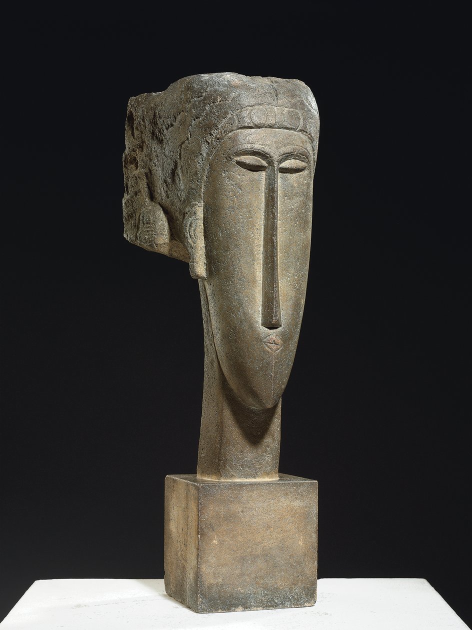 Głowa, ok. 1910-12 (wapień) autorstwa Amedeo Modigliani