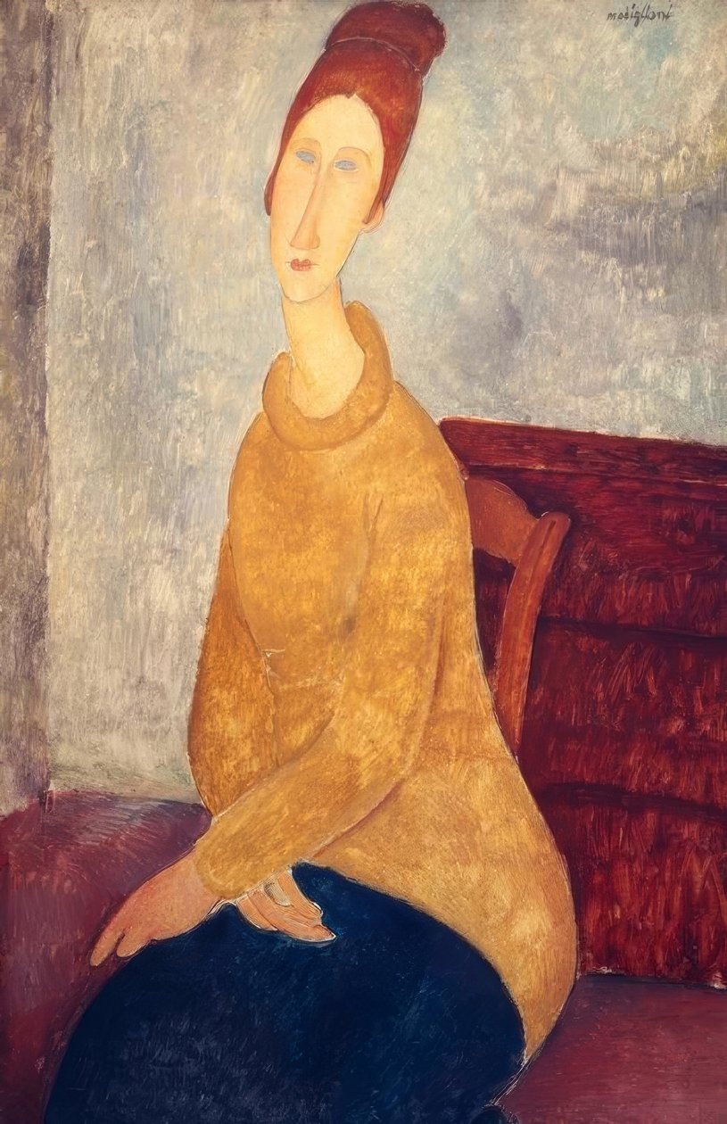 Jeanne Hebuterne z żółtym swetrem autorstwa Amedeo Modigliani