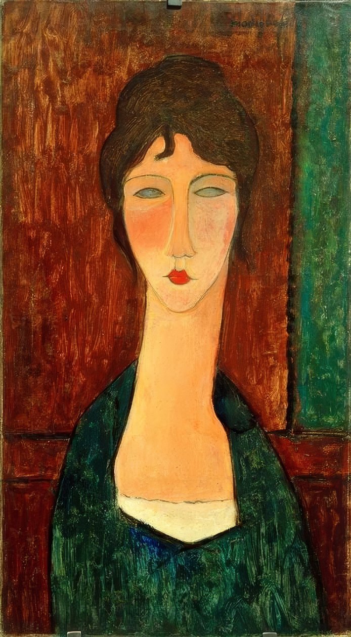 Młoda kobieta z brązowymi włosami (Elvira) autorstwa Amedeo Modigliani