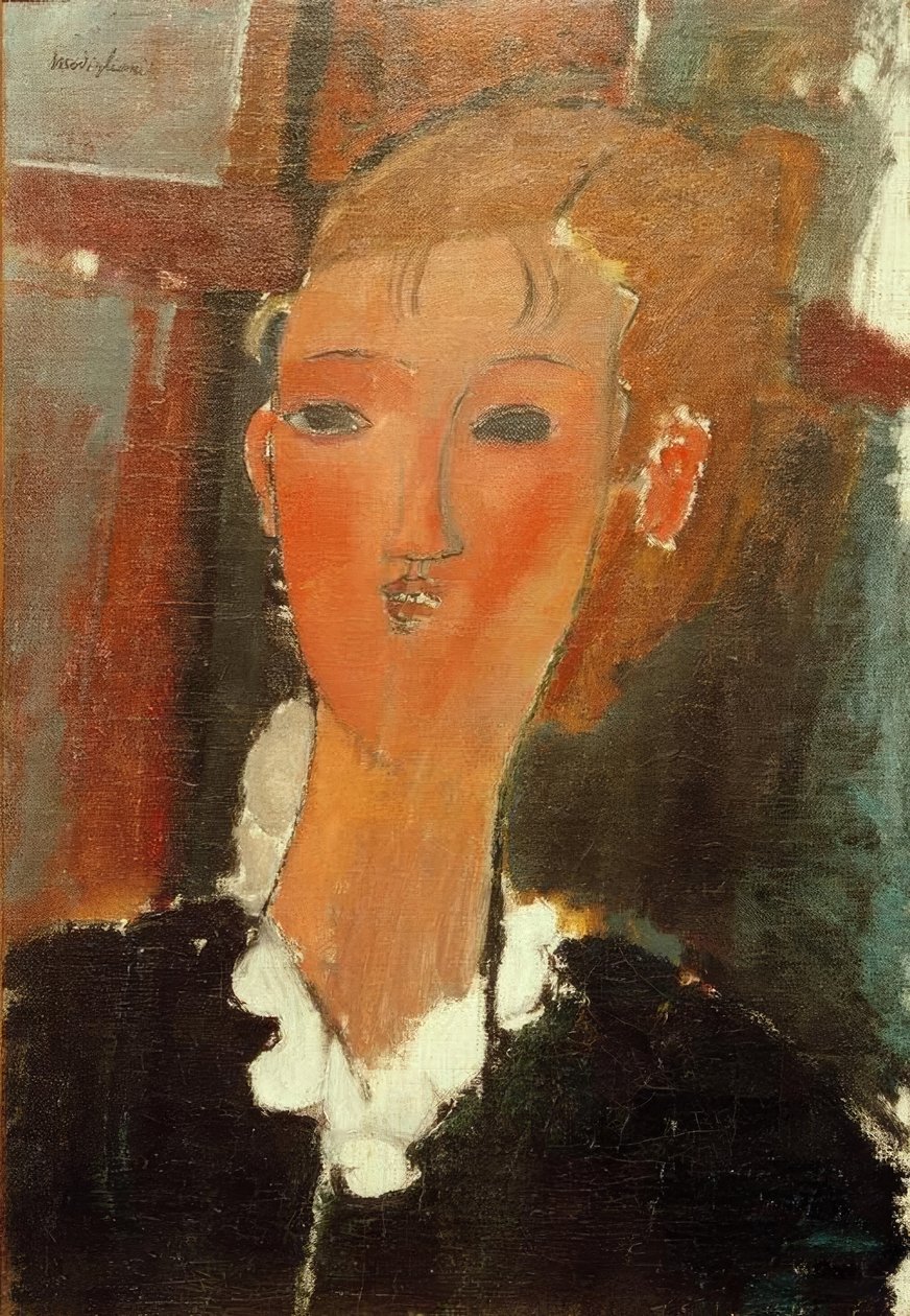 Młoda kobieta z białym kołnierzykiem autorstwa Amedeo Modigliani