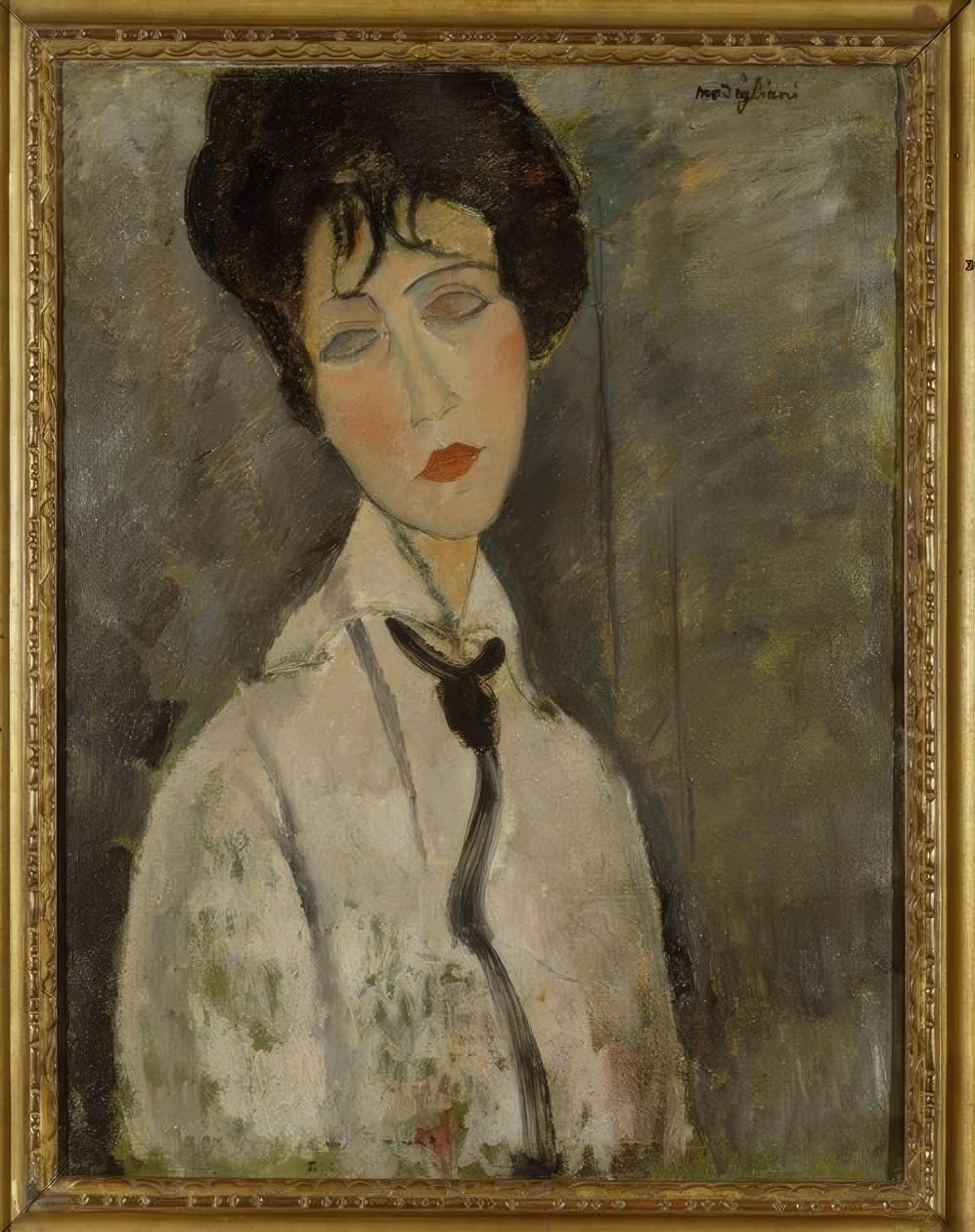Kobieta w czarnym krawacie autorstwa Amedeo Modigliani