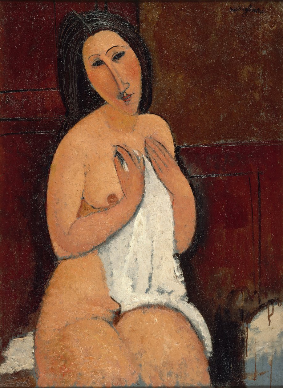Siedzący nago w koszuli, 1917. autorstwa Amedeo Modigliani