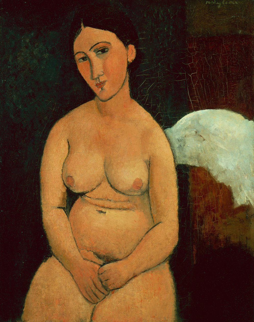 Akt w pozycji siedzącej, ok. 1917 (olej na płótnie) autorstwa Amedeo Modigliani