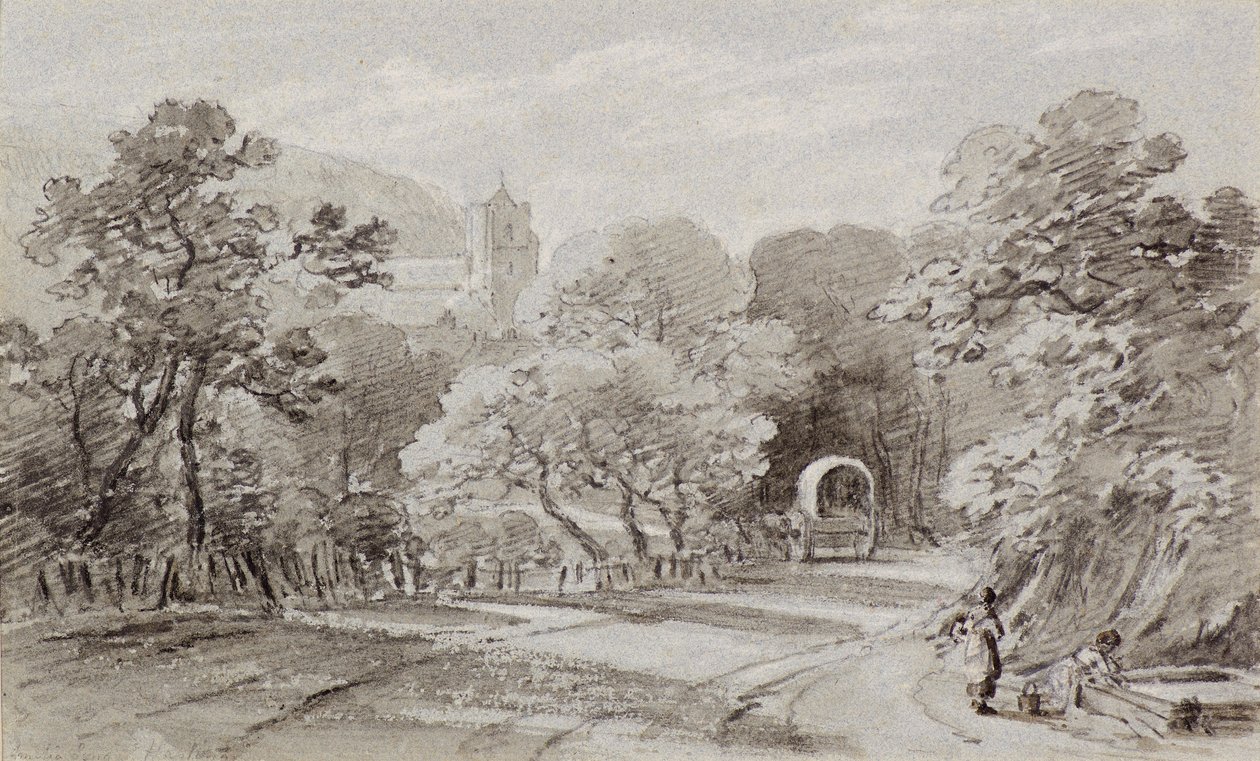 Droga wiejska, Hastings, ok.1803 (kreda) autorstwa Amelia Long