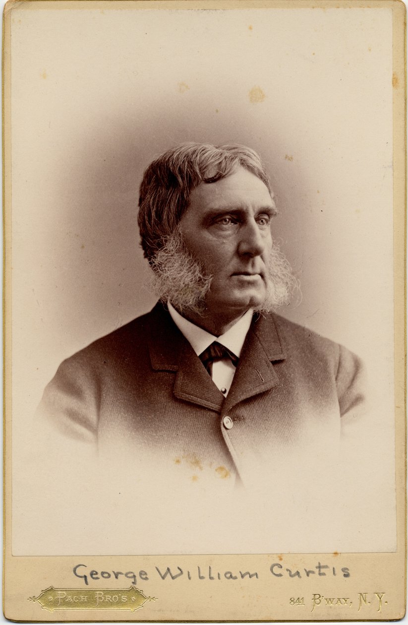 George William Curtis (1824-92), amerykański pisarz; fot. Pach Brothers, Nowy Jork (zdjęcie albumu) autorstwa American Photographer
